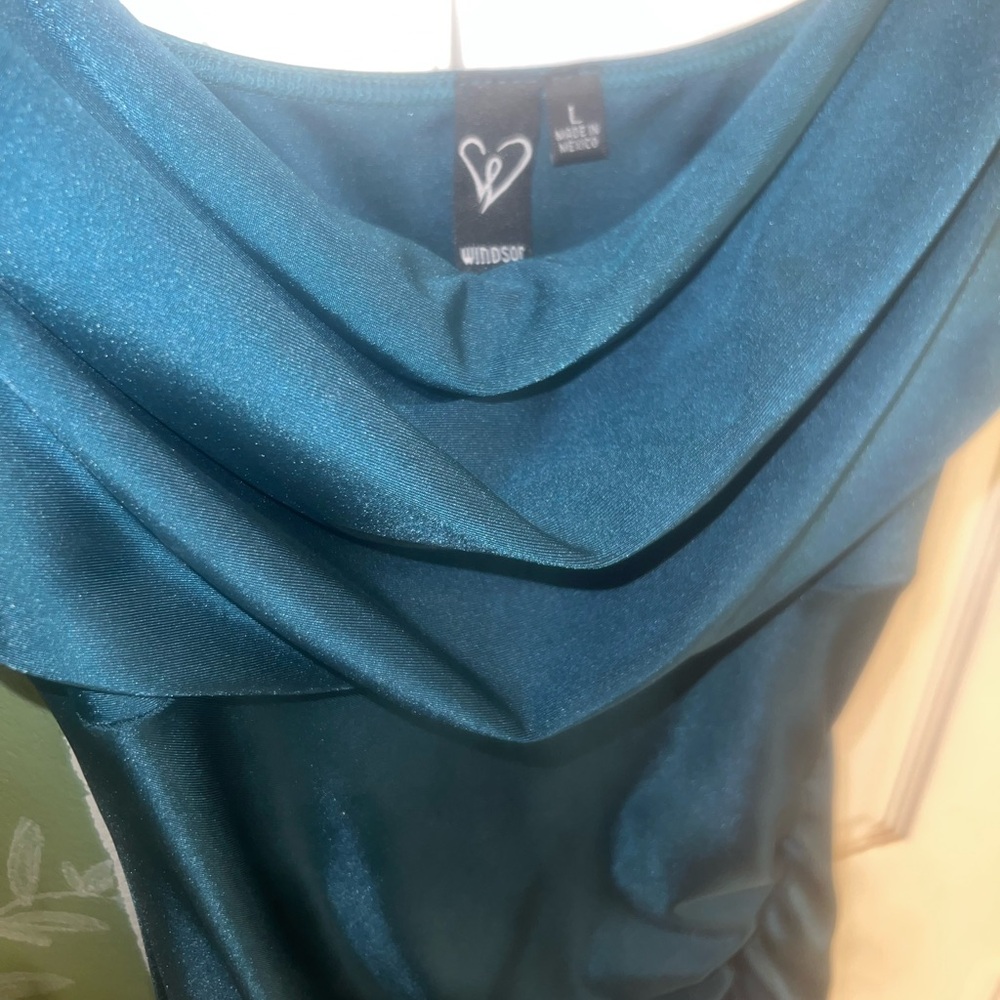 Windsor Deep Teal Cowl Neck Dress